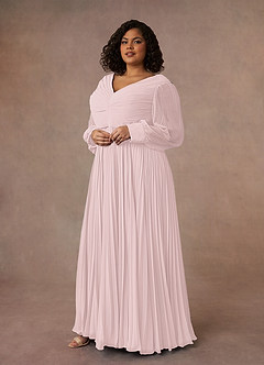 Azazie Zina Mother of the Bride Dresses Blushing Pink A-Line Pleated Chiffon Dress image9