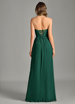 Azazie Becka Bridesmaid Dresses Emerald A-Line Strapless Chiffon Dress image2