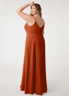 Azazie Daenerys Bridesmaid Dresses Burnt Orange A-Line Cowl Chiffon Dress image11