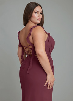 Azazie Jessamine Brautjungfernkleider Meerjungfrau-Linie Korsett Chiffon Kleid Cabernetrot image15