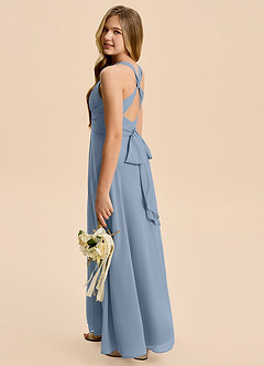 Azazie Kirsten Junior Dusty Blue A-Line Pleated Chiffon Dress image1