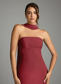 Azazie Saylor Vestidos de damas de honor Vestido de Granada de Gasa de Corte Sirena con Sin tirantes image6