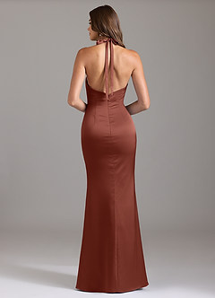 Azazie Valerie Bridesmaid Dresses Auburn Mermaid Pleated Stretch Satin Dress image2
