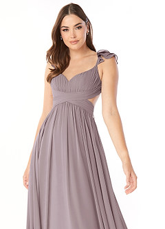 Azazie Kasia Bridesmaid Dresses Dusk A-Line Ruched Chiffon Dress image5