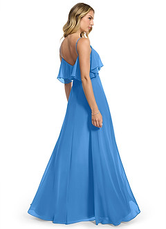 Azazie Jean Vestidos de damas de honor Vestido de Azul Grisaceo de Gasa de Corte en A Convertible image2