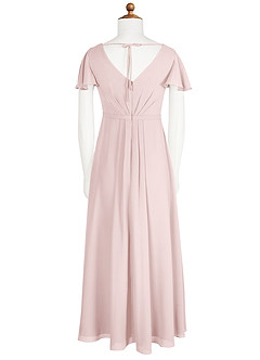 Azazie Peony Junior Blushing Pink A-Line Pleated Chiffon Dress image7
