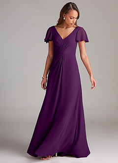 Azazie Soren Bridesmaid Dresses Grape A-Line Ruched Chiffon Dress image5