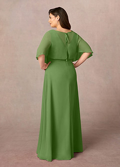 Azazie Oksana vestidos de madre de la novia Vestido de Albahaca de Gasa de Corte en A con Cuello en V Plisado image9