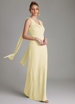 Azazie Essence Bridesmaid Dresses Lemon Sorbet Sheath Chiffon Dress image6