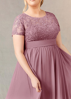 Azazie Annette Mother of the Bride Dresses Vintage Mauve A-Line Lace Chiffon Dress image11