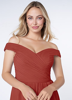 Azazie Audrianna Abiti da Damigella Abito Convertibile A-Line in Chiffon Riunioni a spalle scoperte Terracotta image5