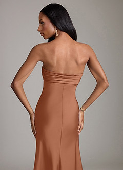 Azazie Saylor Brudtärnklänningar Klä av Sjöjungfru i Stretch Satin Axelbandslös Bronzer image6