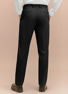 front Vincent Black Structured High Stretch Dress Pants