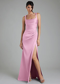Azazie Sierra Bridesmaid Dresses Candy Pink A-Line Corset Stretch Satin Dress image6
