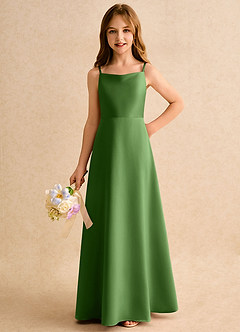 Azazie Joella Girls Formal Flower Girl Klänningar Klänning A-Line i Matt satäng Plisserad image6