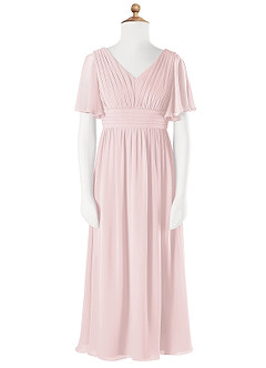 Azazie Temeka Junior Blushing Pink A-Line Pleated Chiffon Dress image5