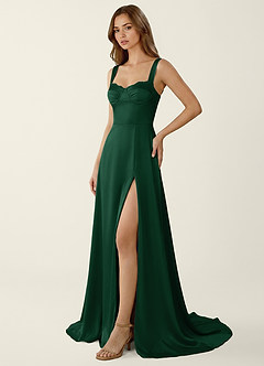 Dolce Vita Verde Esmeralda Vestido de fiesta de satén con espalda de encaje image3