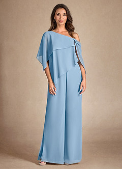 Azazie Halima vestidos de madre de la novia Vestido de Azul Pálido de Gasa de Mono/Traje de pantalón con Corte Lateral image5