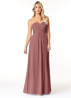 Azazie Yazmin Probar vestidos en casa Vestido de Rosa Del Desierto de Gasa de Corte en A Convertible con Escote de Corazón image4