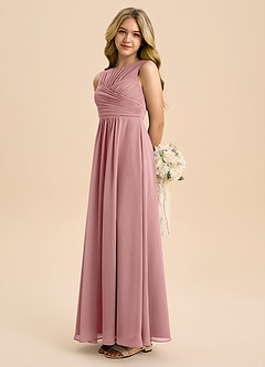 Azazie Skyla Junior Dusty Rose A-Line Pleated Chiffon Dress image1