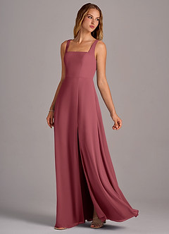 Azazie Debra Brautjungfernkleider Wandelbar A-Linie mit Taschen Chiffon Kleid Merlot image2