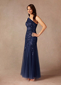 Azazie Backley vestidos de madre de la novia Vestido de Azul Marino Oscuro de Lentejuelas de Sirena image5