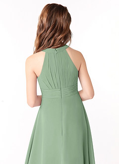 Azazie Linna Junior Matcha A-Line Pleated Chiffon Dress image3