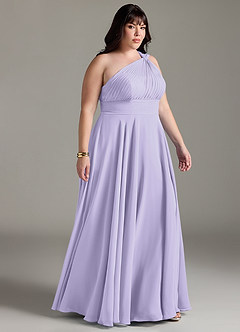 Azazie Charlize Robes de demoiselle d'honneur Robe Trapèze en Mousseline de soie Ue épaule Lilas image4