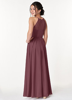 Azazie Ginger Junior Sangria A-Line Pleated Chiffon Dress image2