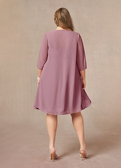Azazie Olivia Mother of the Bride Dresses Vintage Mauve A-Line Square Neckline Pleated Chiffon Dress image8