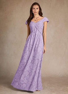 Azazie Myrtle vestidos de madre de la novia Vestido de Lila de Devorado Floral de Corte en A con Plisado image4