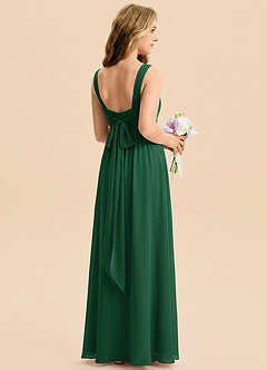 Azazie Kora Junior Dark Green A-Line Pleated Chiffon Dress image2