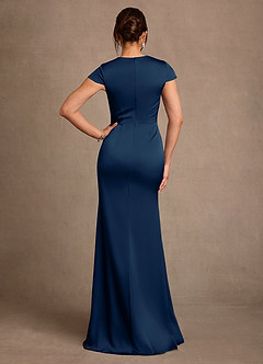Azazie Rilda Klänningar till brudens mor Klä Tubklänning i Stretch Satin Spets Mörk Marinblå image3