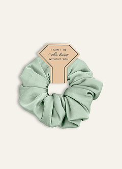 front Farblich passendes Brautjungfern-Scrunchie-Set aus Stretch-Satin in Übergröße