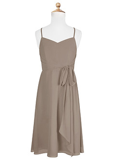 Azazie Doll Junior A-Linie Schleifen Chiffon Kleid Taupe image5