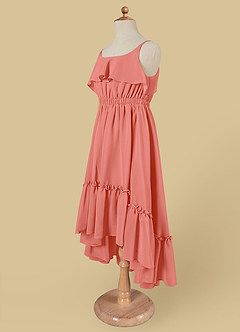 Azazie Karmen Blumenmädchenkleider A-Linie Gestreift Chiffon Kleid Lachsrosa image8