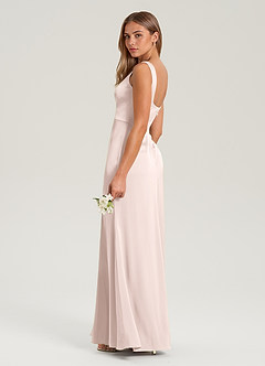 Azazie Frostine Bridesmaid Dresses Blushing Pink A-Line Bow Stretch Satin Dress image3