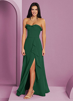 Barbie ♥ Azazie Bridesmaid Dresses Dark Green A-Line Sweetheart Neckline Chiffon Dress image3
