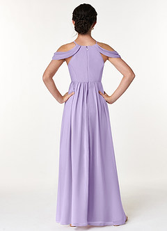 Azazie Seneca Junior Robe Trapèze en Mousseline de soie Épaule décolletée Lilas image2