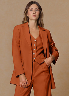 front Rowan Burnt Orange Refined Weave Performance 3-Piece Suit