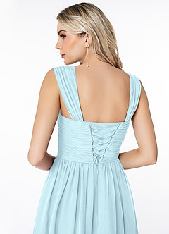 Azazie Angie Bridesmaid Dresses Cloud Blue A-Line Corset Chiffon Dress image3