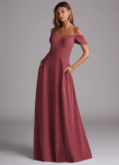 Azazie Marley Bridesmaid Dresses Merlot A-Line Off the Shoulder Chiffon Convertible Dress image1