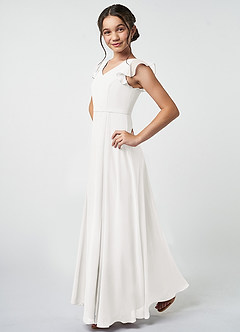 Azazie Claudine Junior White A-Line Pleated Chiffon Dress image3