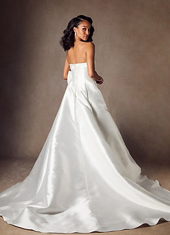 Azazie Stacia Wedding Dresses Diamond White A-Line Strapless Mikado Dress image2