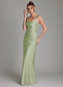 Azazie Agustina Robes de demoiselle d'honneur Robe Sirène en Satin extensible Corset Vert Sauge image5