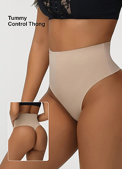 front Tangas sin costuras de talle alto con control de abdomen