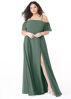 Azazie Sue Bridesmaid Dresses Sea Moss A-Line Off the Shoulder Chiffon Convertible Dress image6