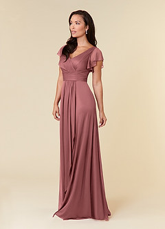 Azazie Reneya Mother of the Bride Dresses Desert Rose A-Line Pleated Mesh Dress image2
