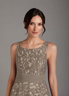 Azazie Beth Mother of the Bride Dresses Taupe Champagne A-Line Scoop Sequins Chiffon Dress image8