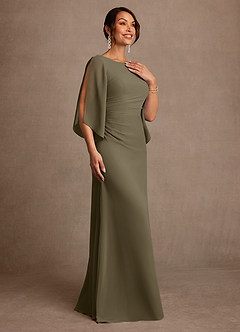 Azazie Anaheim Mother of the Bride Dresses Willow Green A-Line Pleated Chiffon Dress image3